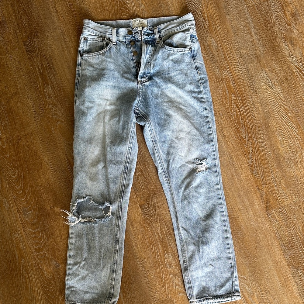 Men's Light Blue Distressed Jeans